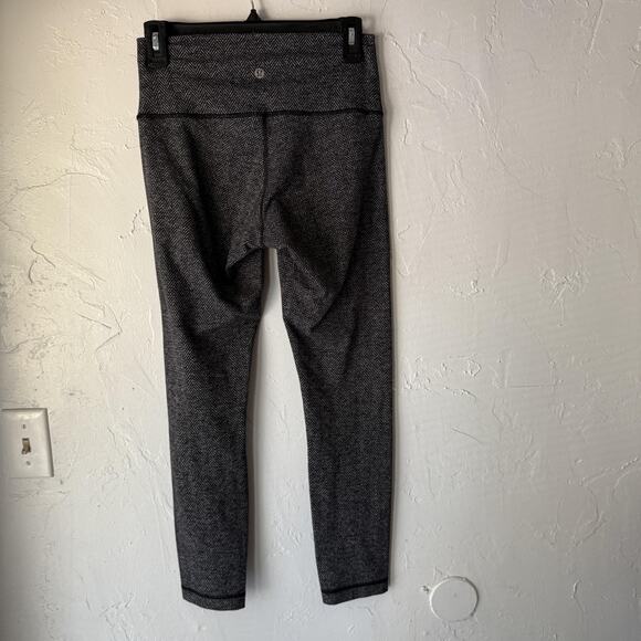 Lululemon‎ Pants Womens 6 Gray Black Herringbone Wunder Under High Rise Leggings - Picture 7 of 10